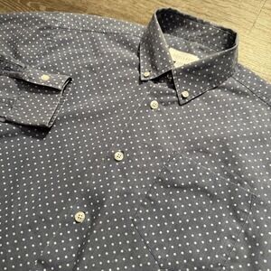 Soulland Shirt Mens S Blue Polka Dot Cotton Heritage Portugal Designer Minimal